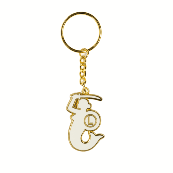 Biały brelok metalowy Syrenka 90/70 - Kolekcja Lucjana Brychczego