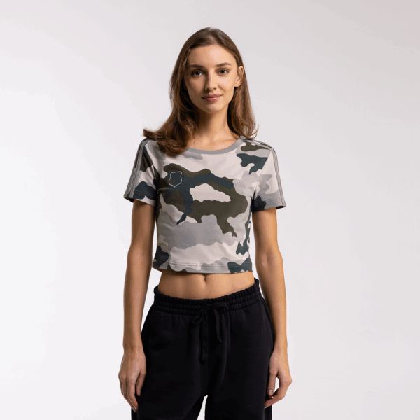 Crop top damski Essentials 3-Stripes Camo Syrenka Herb - IY1680