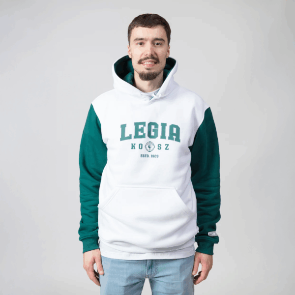 Biała bluza z kapturem Legia Kosz ESTD.1929
